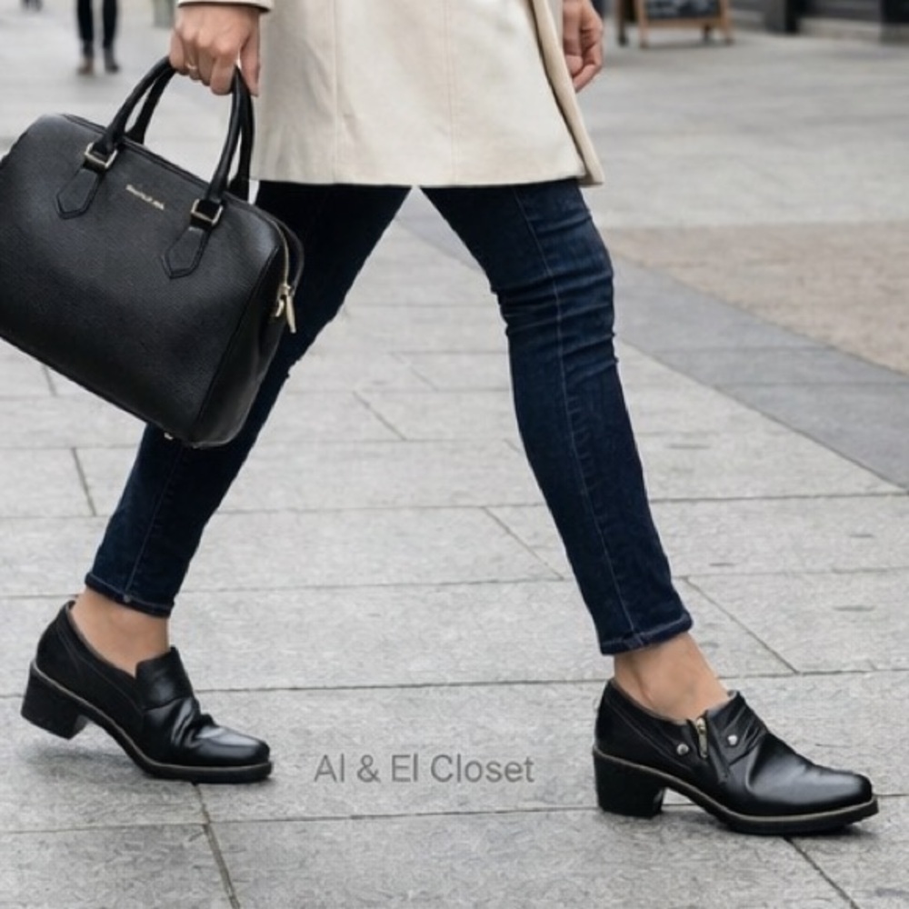 Easy Street Darcy Black Croc Comfort Wave Loafers Size 7M New With Box